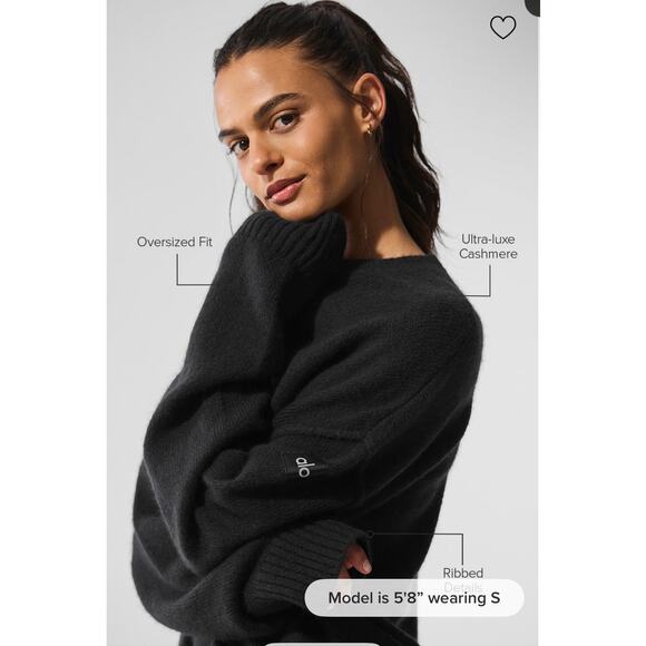 Alo New Class Cashmere Pullover Black Size large NWT - Picture 2 of 4